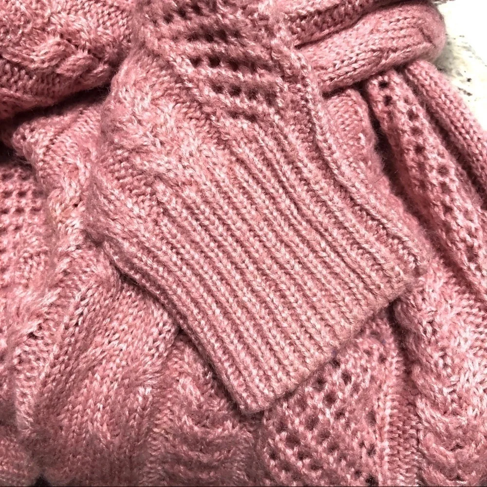 John + Jenn Oversized Cable Knit Sweater in Blush Pink Size S/P